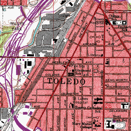Topographic Map of True Light Pentecostal Church, OH
