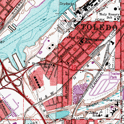 Topographic Map of Calvin United Church of Christ, OH