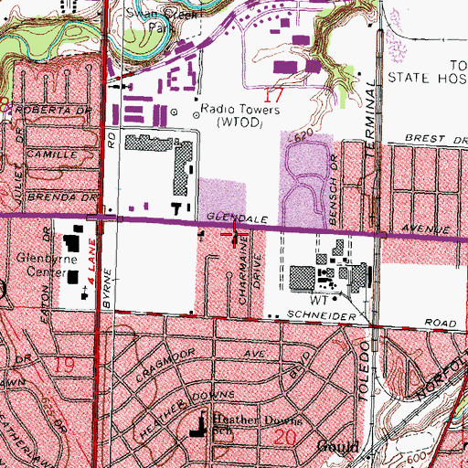Topographic Map of South Toledo Baptist Church, OH