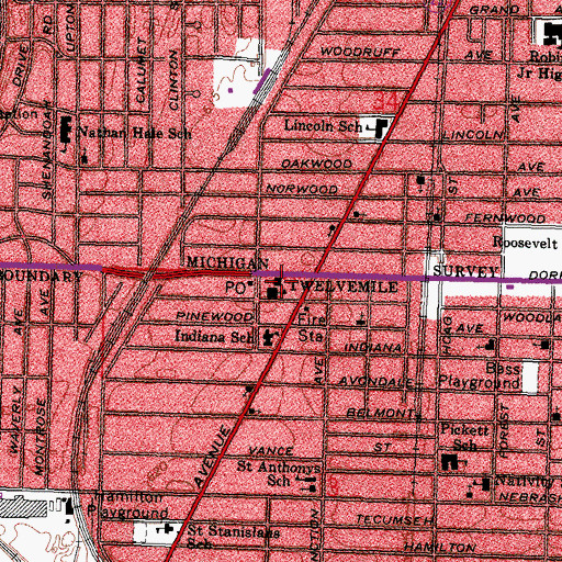 Topographic Map of Saint Teresa Catholic Church, OH