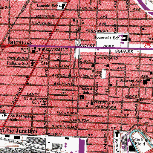 Topographic Map of Glass City Church of Christ, OH