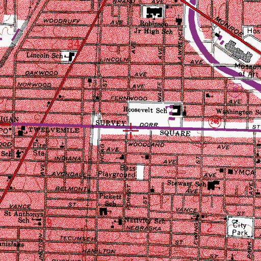 Topographic Map of Mott Branch Library, OH