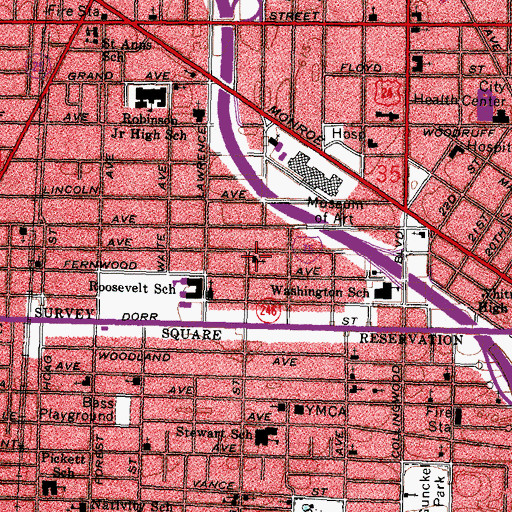Topographic Map of Warren African Methodist Episcopal Church, OH