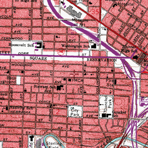 Topographic Map of Indiana Avenue Baptist Church, OH