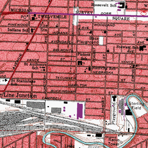 Topographic Map of Christ Congregational Missionary Baptist Church, OH