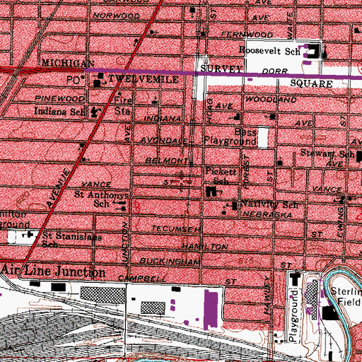 Topographic Map of King of Peace Apostolic Church, OH