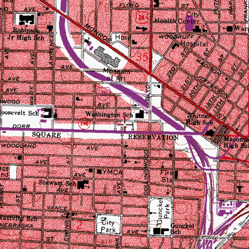 Topographic Map of Phillips Temple Christian Methodist Episcopal Church, OH