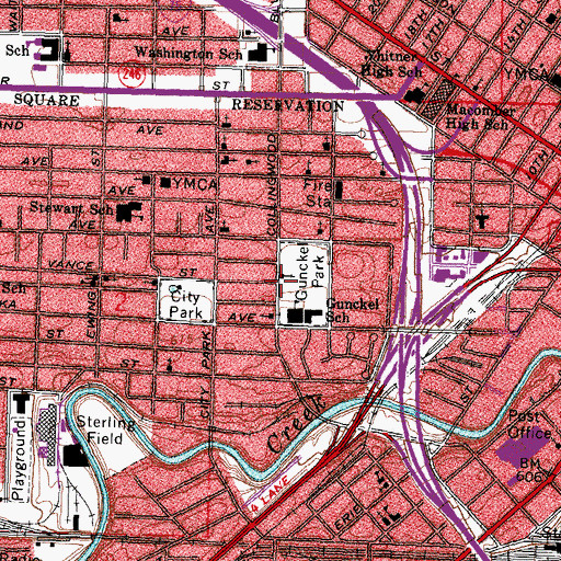 Topographic Map of Calvary Baptist Church, OH