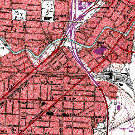 Topographic Map of North End Missionary Baptist Church, OH