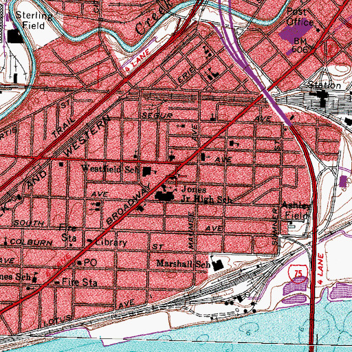 Topographic Map of Broadway United Methodist Church, OH