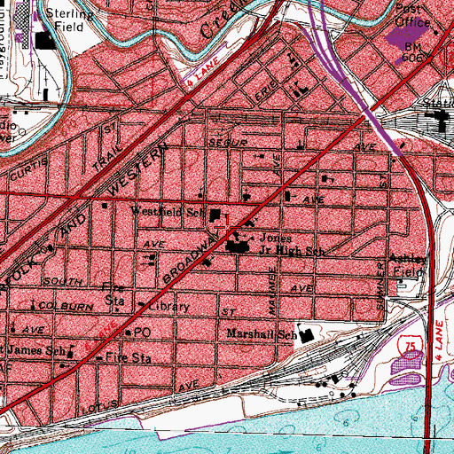 Topographic Map of Heritage South Plaza Shopping Center, OH