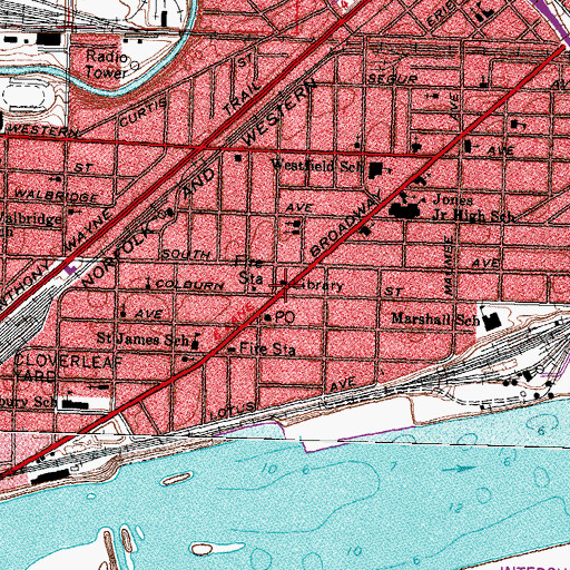 Topographic Map of South Branch Library, OH