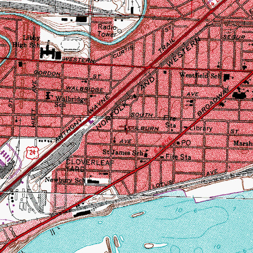 Topographic Map of Saint James Catholic Church, OH