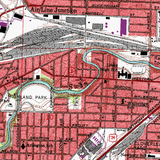 Topographic Map of Western Avenue United Methodist Church, OH
