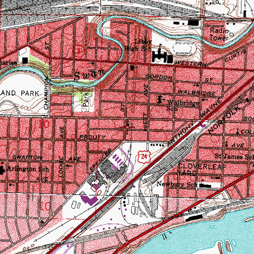 Topographic Map of Korean Presbyterian Church of Toledo, OH