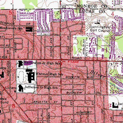 Topographic Map of Toledo Baptist Temple, OH