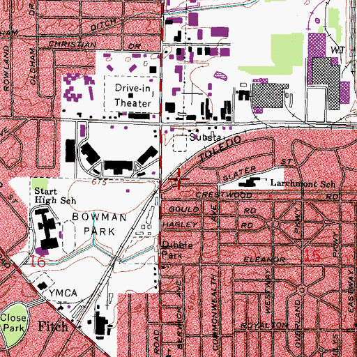 Topographic Map of Central Christian Church, OH