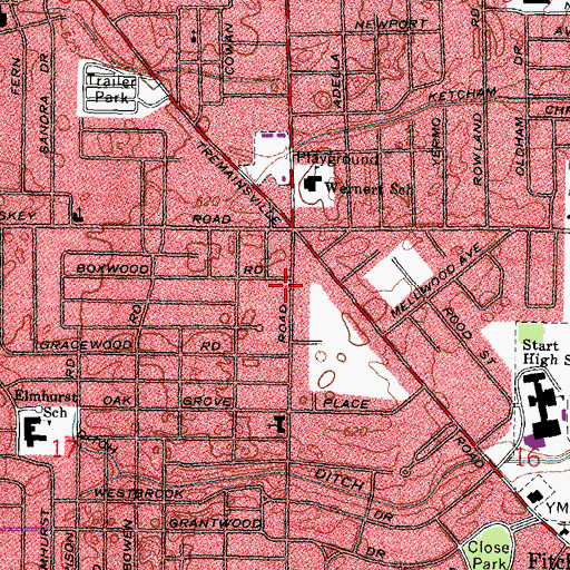 Topographic Map of Douglas Road Wesleyan Church, OH
