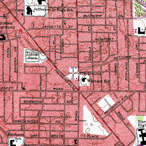 Topographic Map of Wernerts Field, OH