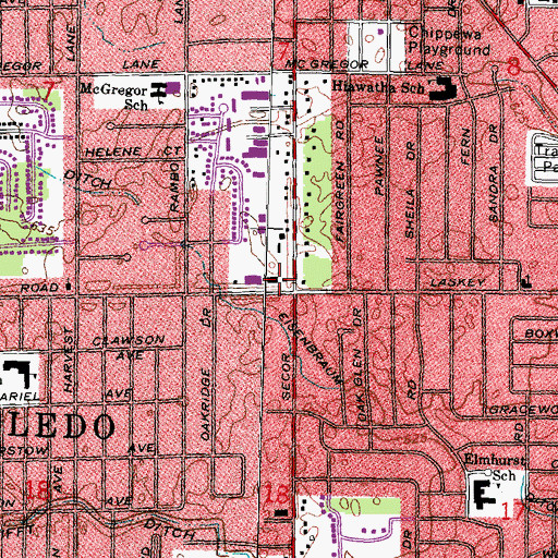 Topographic Map of Laskey Shopping Center, OH