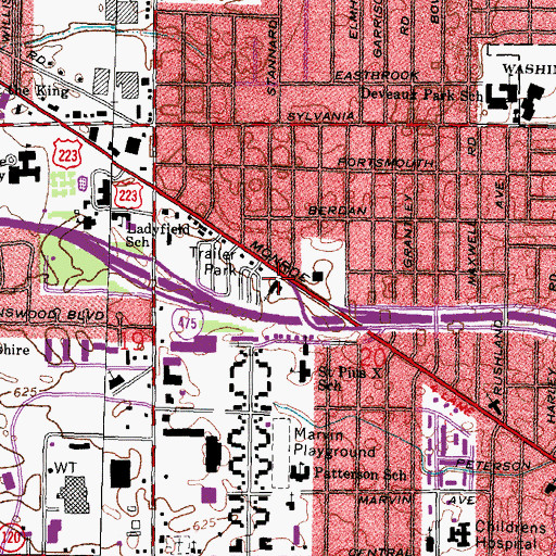 Topographic Map of Grace Lutheran Church, OH