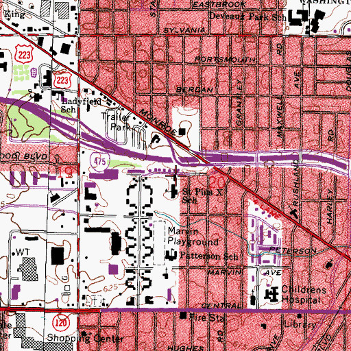 Topographic Map of Saint Pius X Catholic Church, OH