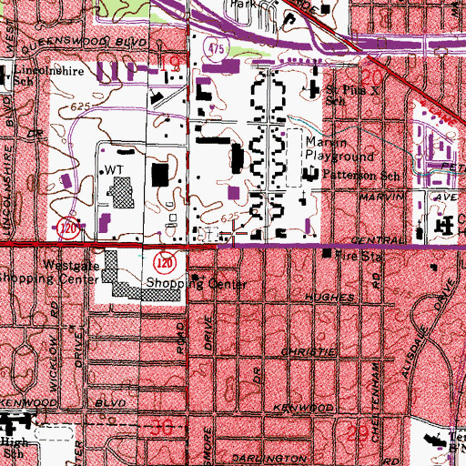 Topographic Map of Cricket West Shopping Center, OH