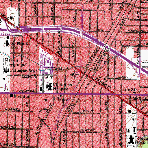 Topographic Map of Memorial Lutheran Church, OH