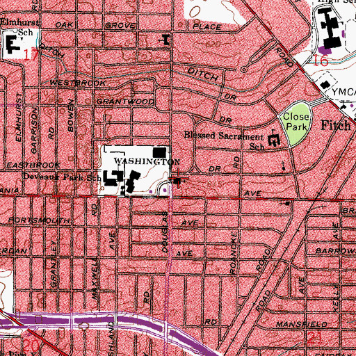 Topographic Map of Aldersgate United Methodist Church, OH