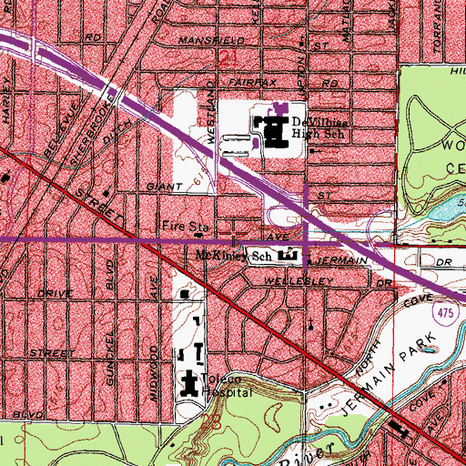 Topographic Map of Colonial Plaza Shopping Center, OH