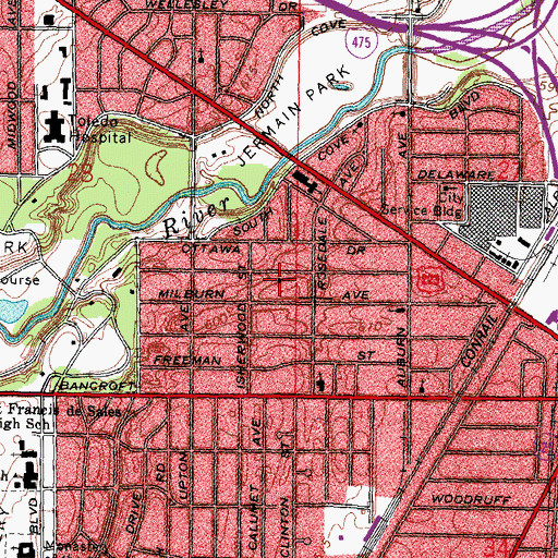 Topographic Map of Greater New Light Baptist Church, OH