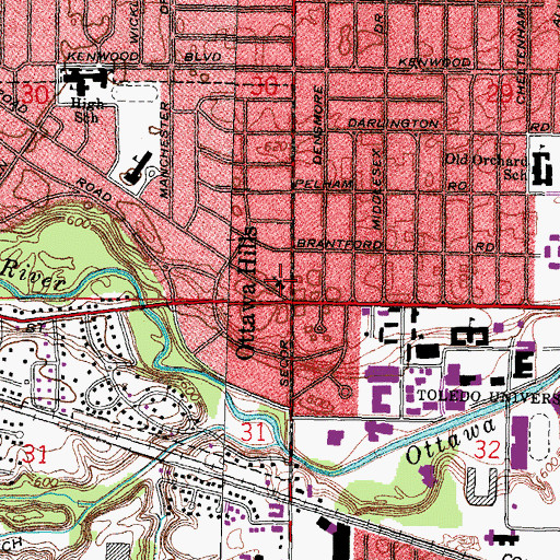 Topographic Map of Hope Lutheran Church, OH