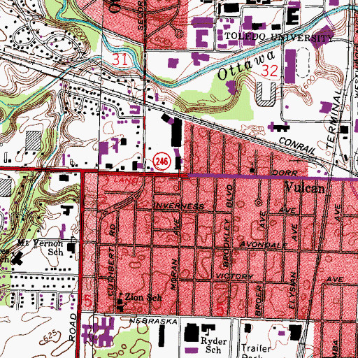 Topographic Map of First Antioch Baptist Church of Christ, OH