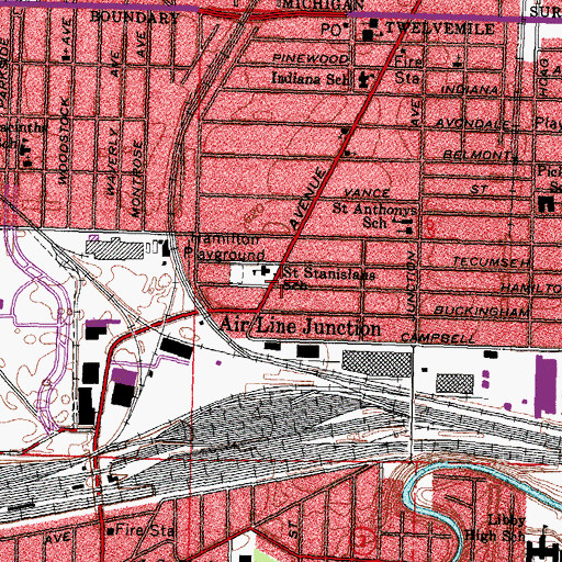 Topographic Map of Saint John Church of God in Christ, OH