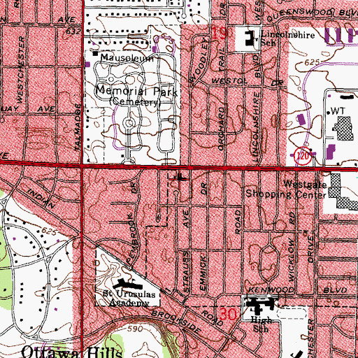 Topographic Map of Washington Congregational United Church of Christ, OH