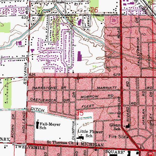 Topographic Map of Bancroft Mennonite Church, OH