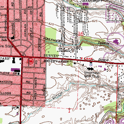 Topographic Map of Reynolds Corners Branch Library, OH