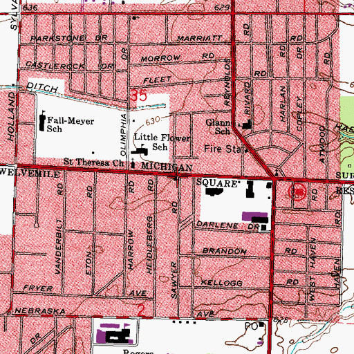 Topographic Map of Dorr Street Church of God, OH