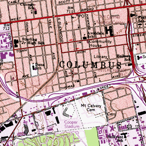 Topographic Map of Bellows Avenue Church of the Nazarene, OH