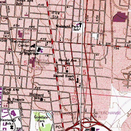 Topographic Map of Columbus First Freewill Baptist Church, OH