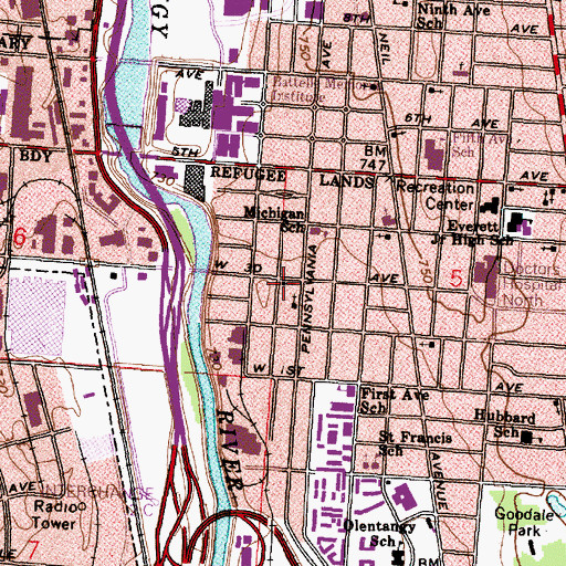 Topographic Map of First Brethren Church, OH