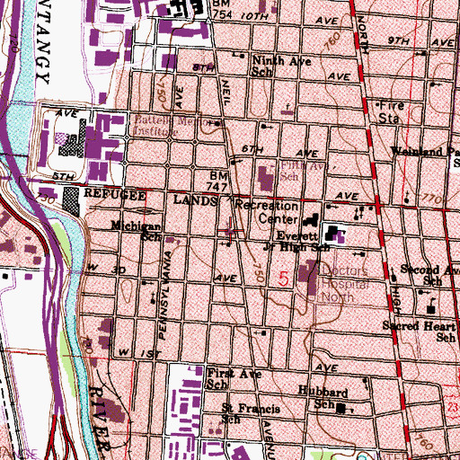Topographic Map of Fourth Avenue Christian Church, OH