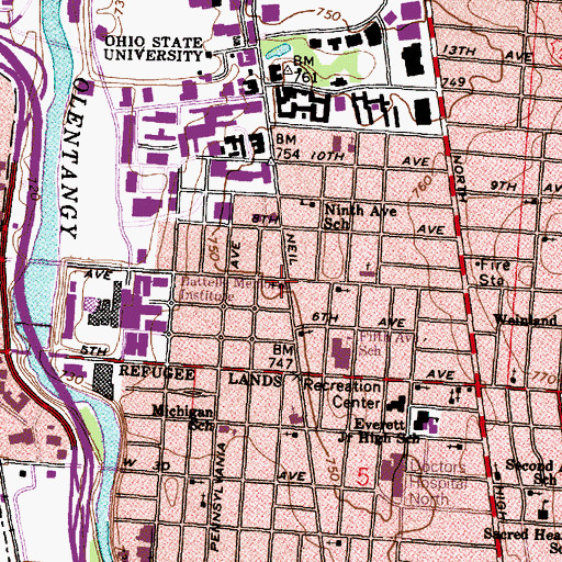 Topographic Map of Neil Avenue Baptist Church, OH