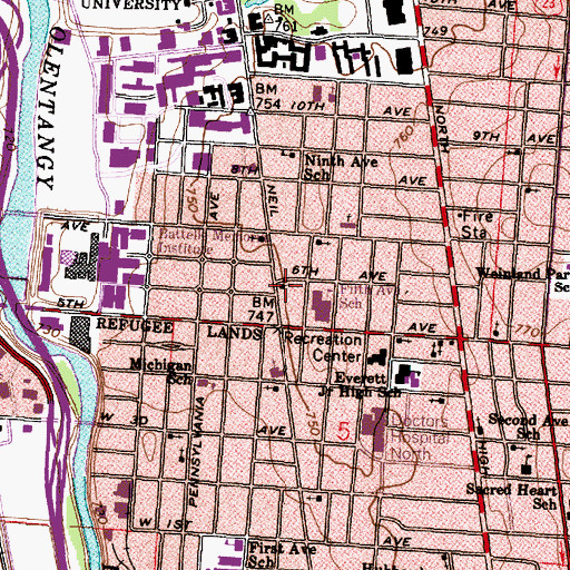 Topographic Map of Neil Avenue Mennonite Church, OH