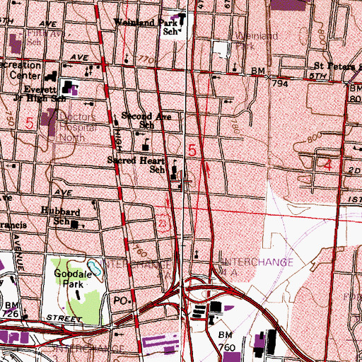 Topographic Map of Sacred Heart Roman Catholic Church, OH