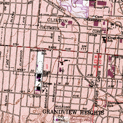 Topographic Map of Saint Christopher Catholic Church, OH