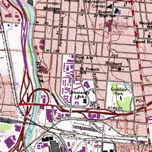 Topographic Map of Saint Francis of Assisi Roman Catholic Church, OH