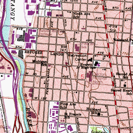 Topographic Map of Victorian Village Church of God, OH