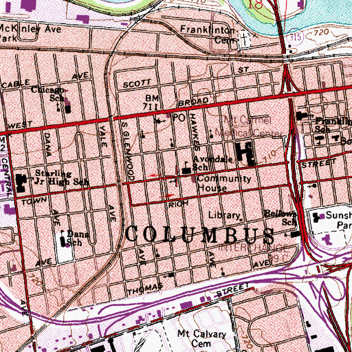 Topographic Map of Saint Johns Episcopal Church, OH