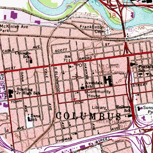 Topographic Map of Avondale United Methodist Church, OH